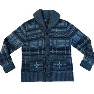 RRL Ralph Lauren Indigo Cotton-Blend Cardigan Size Small